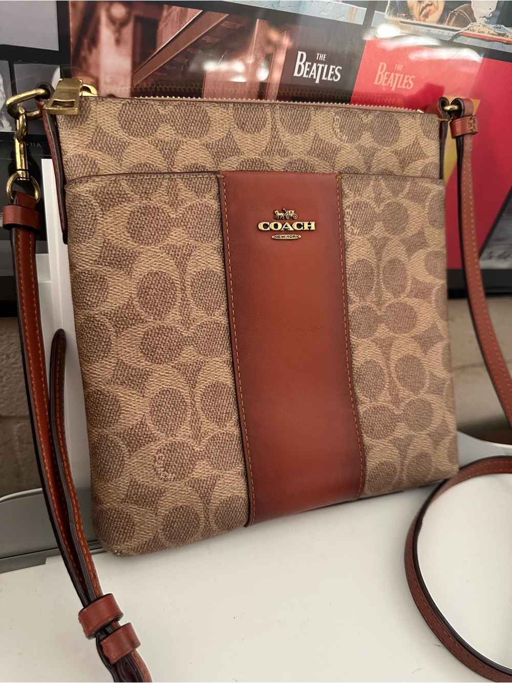 Coach Signature Kitt Messenger Crossbody Bag in Tan Rust w/ COA - Picture 2 of 14